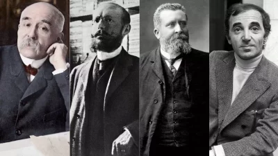 Georges Clemenceau, Charles Péguy, Jean Jaurès et Charles Aznavour