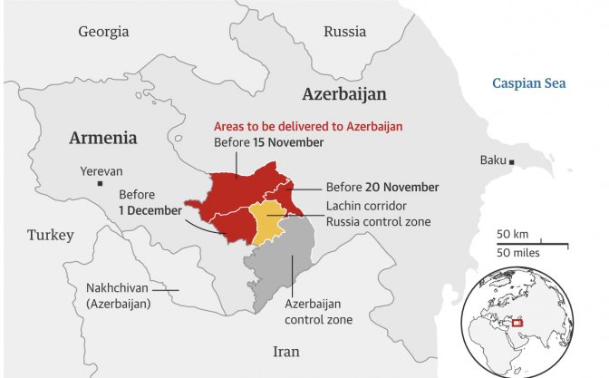 Carte de la guerre au Haut-Karabakh