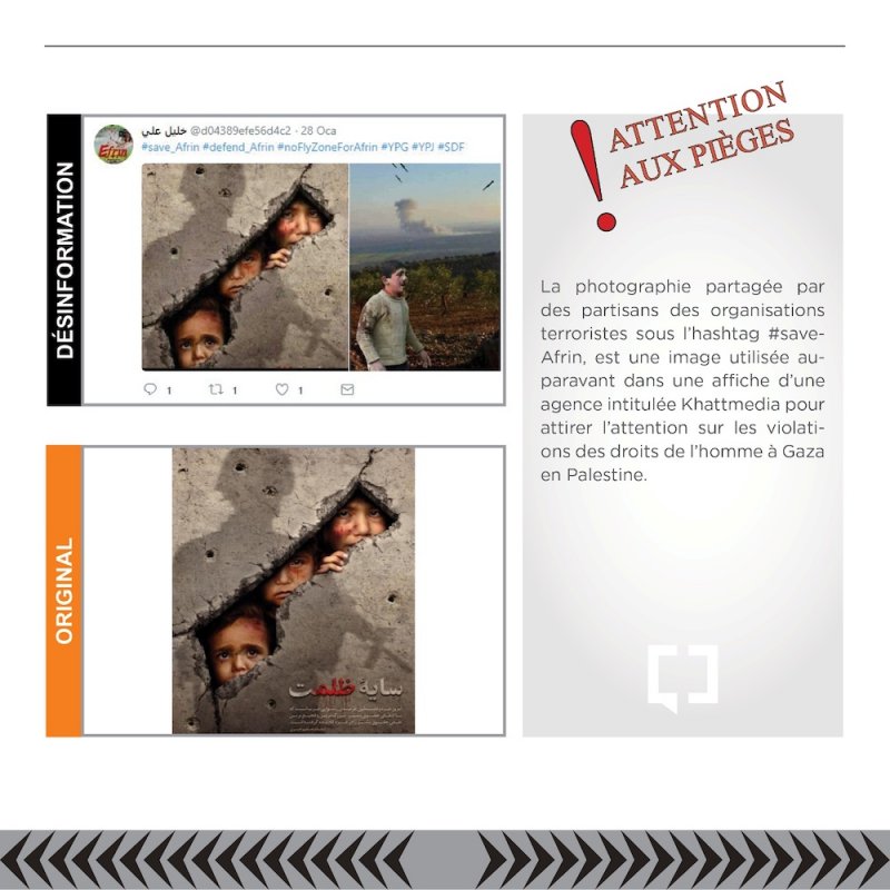 La photographie partagée par des partisans des organisations terroristes sous le hashtag #saveAfrin