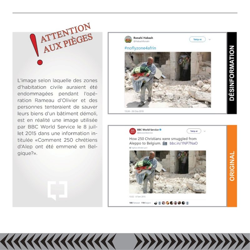 L'image selon laquelle des zones d'habitation civile auraient été endommagées pendant l'opération Rameau d'Olivier