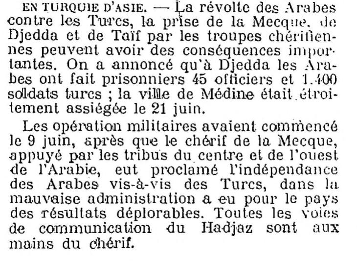 Extrait du journal "Correspondance d'orient" du 10 juillet 1916