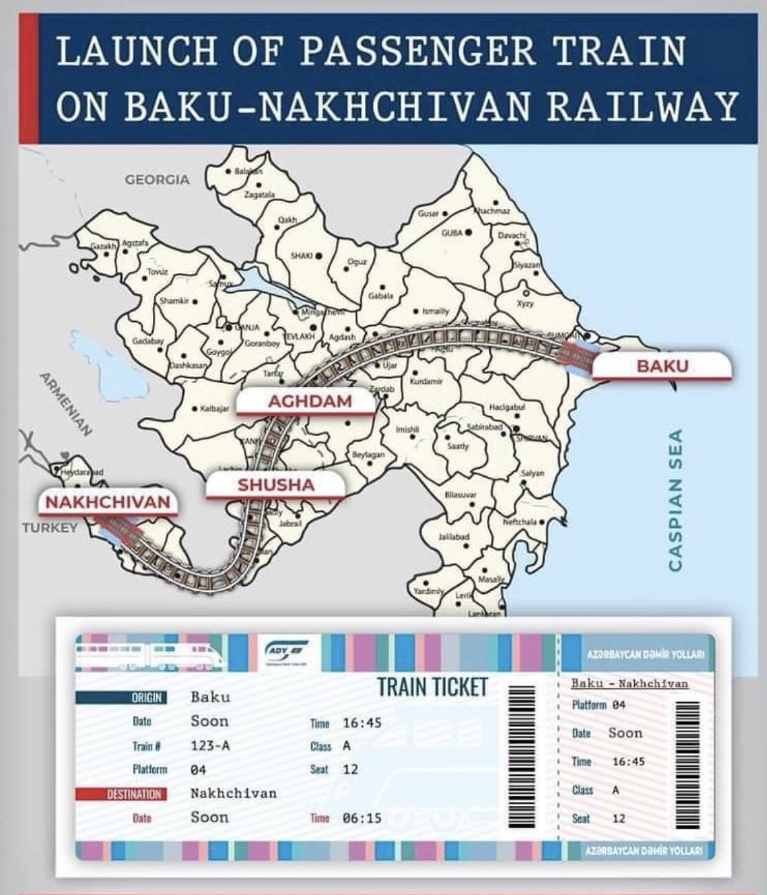 Les travaux préliminaire concernant la ligne de chemin de fer Baku Nakhchivan ont débutés