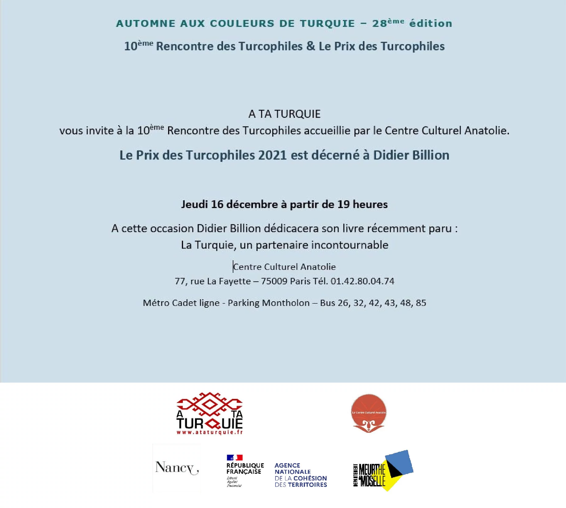 Rencontre des turcophiles & le Prix des Turcophiles 2021