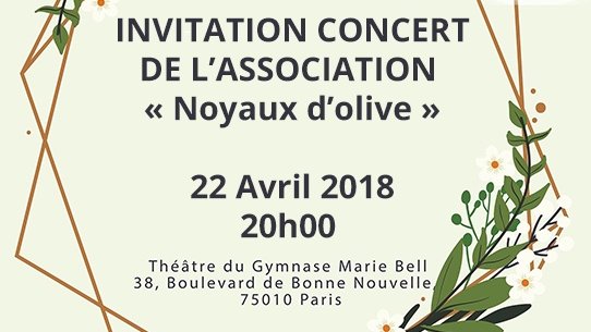 Invitation concert de l'association « Noyaux d'Olive »