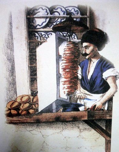 Dessin d'un kebab turc de 1850