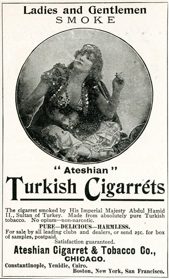 Affiche de la vente de cigarette consommé par le Sultan Abdulhamid Han, Ateshian...