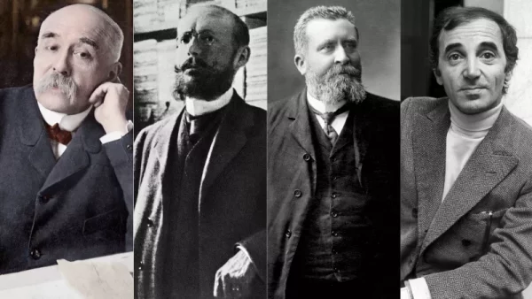 Georges Clemenceau, Charles Péguy, Jean Jaurès et Charles Aznavour