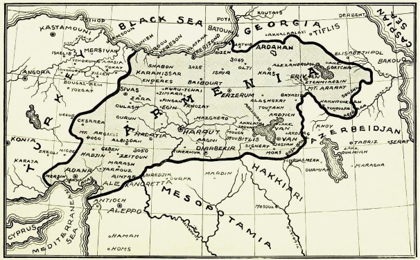 Carte des revendications territoriales des Délégations arméniennes réunies 1919-1920 