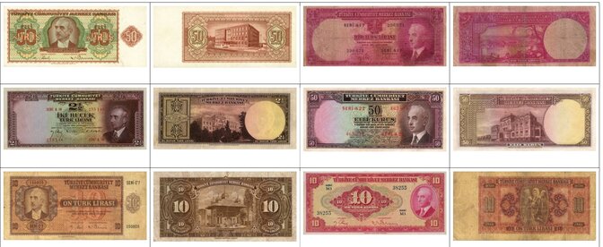 Séries historiques “İnönü” des billets de banque turc des années 1940