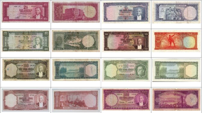Séries des billets de banque ottomane de 1952 à 1957