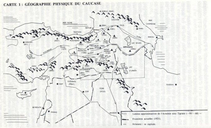 Carte 1 : Géographie physique du Caucase en 1921