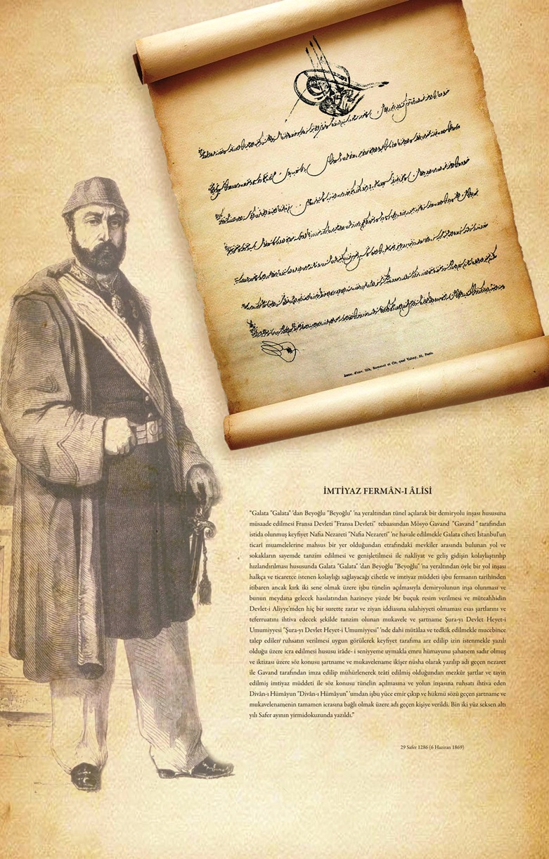 Dans ce document tiré du site officiel de l'IETT, il est indiqué que l'édit a été publié le 6 juin 1869 pour la réalisation du Tunnel beyoglu