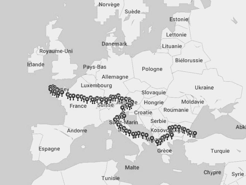 La carte du monde pour un tour en vélo par deux français
