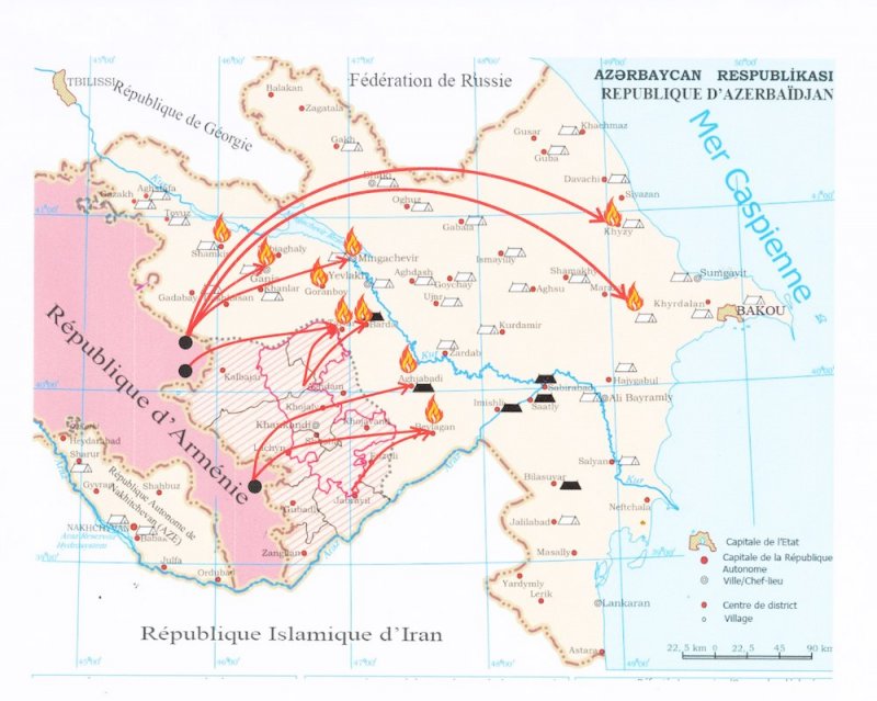 La carte des républiques d'Iran et Azerbaïdjan