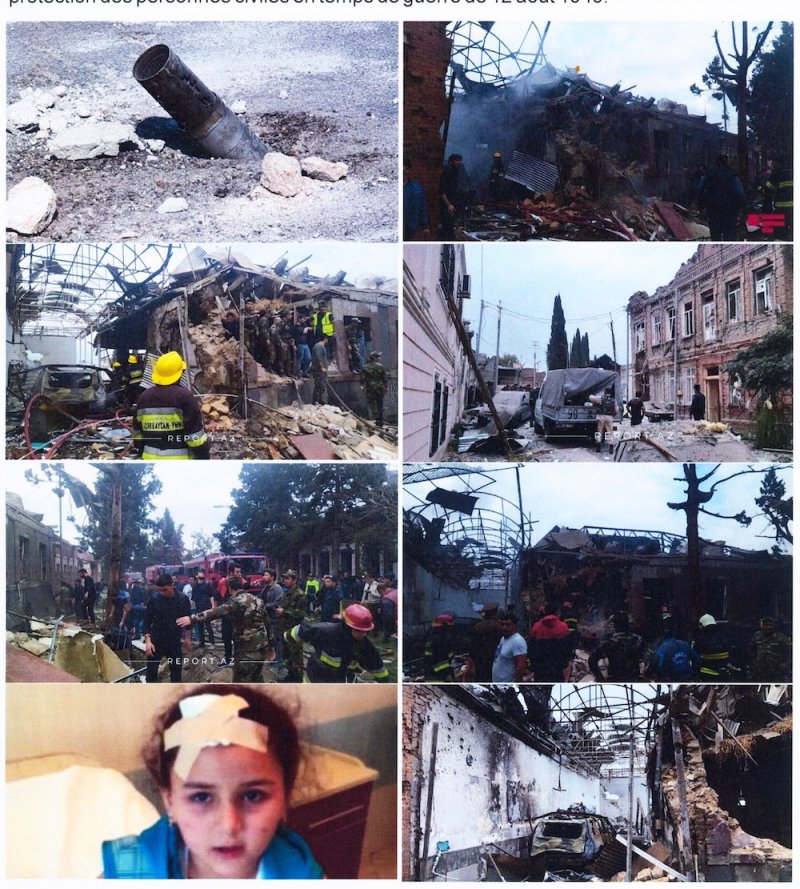 la ville de Gandja, la deuxième plus grande ville d'Azerbaïdjan, provoquant la mort d'un civil et en blessant 32 autres par les arméniens